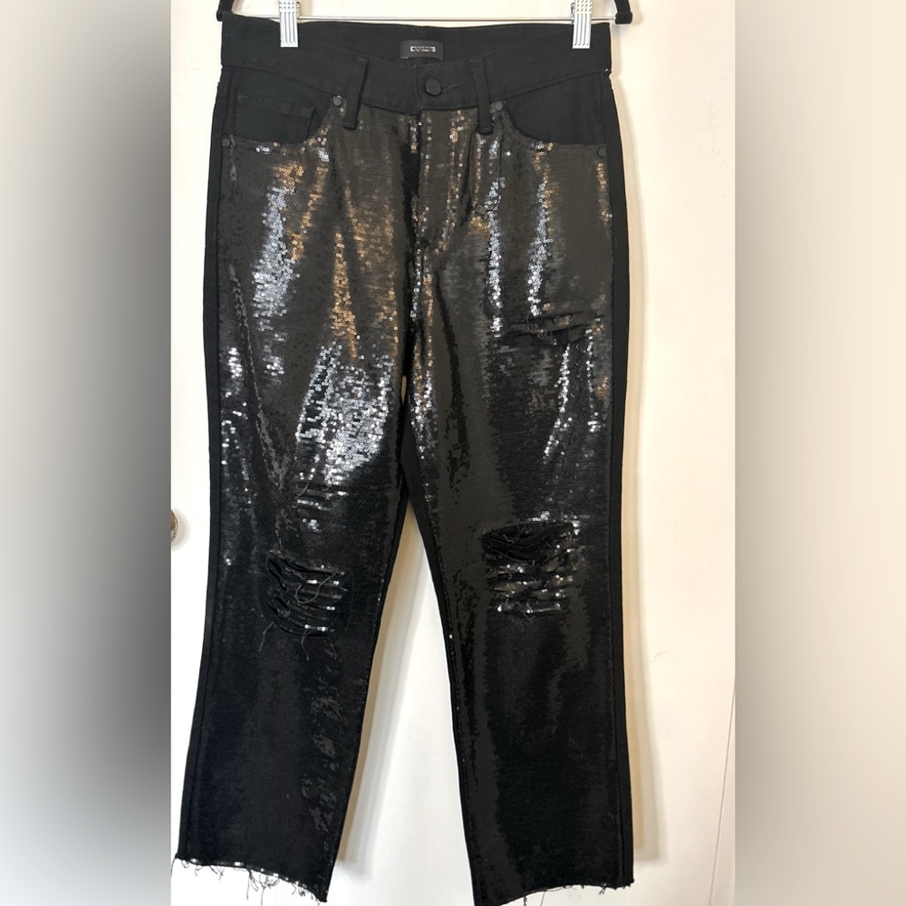 Sequin front jeans
